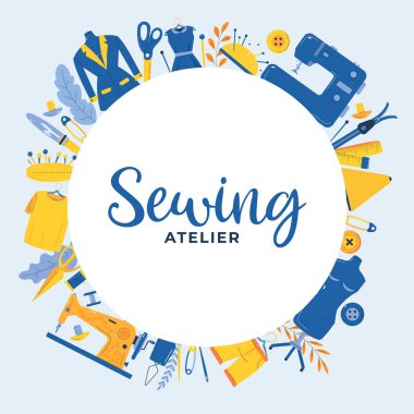 El çizimi düz dikiş çerçevesi