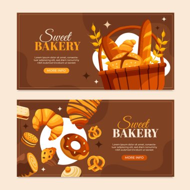 El çizimi fırın afişi seti