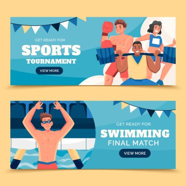 El çizimi düz olimpiyat spor afişi seti