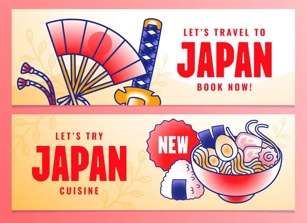 stock image Japan banners in hand drawn style