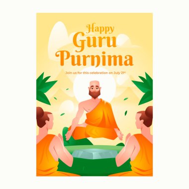 El çizimi guru purnima poster şablonu