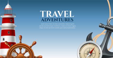 Denizcilik etiketleri gerçekçi yatay pankart