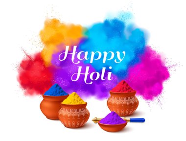 Gerçekçi renkli Mutlu Holi kompozisyonu
