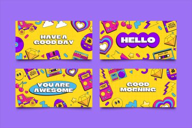 Y2K 90 'ların yatay kart seti koleksiyonu