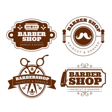 Dört klasik stil berber logosu tasarlıyor.