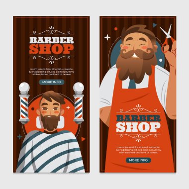 Berber dükkanı afiş şablonları düz tasarım