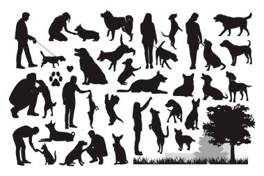 Düz dizaynlı köpek silueti koleksiyonu