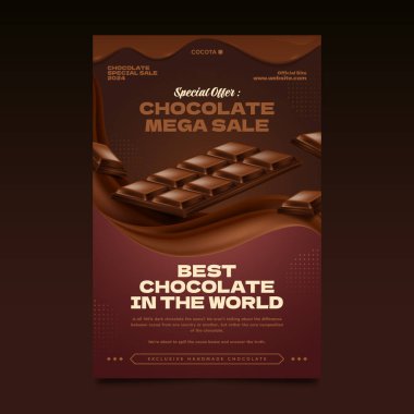 Çikolata yiyecekler dikey poster şablonu gerçekçi bir şekilde