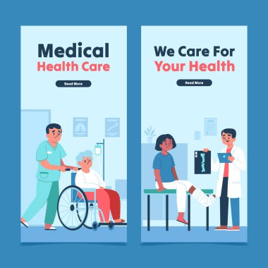 El çizimi düz hemşire sancak şablonu ayarlandı