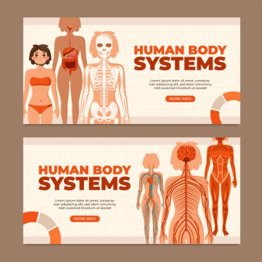 Düz insan gövdesi pankart şablonları ayarlandı