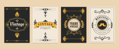 Vintage tasarım ögeleri dikey kart şablonu seti