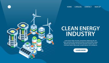 İzometrik görünümde akıllı endüstri iniş sayfası şablonu
