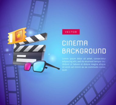 Gerçekçi 3 boyutlu sinema arkaplanı kompozisyonu