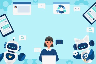 El çizimi düz ai sohbet robotu arkaplanı