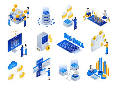 İzometrik görünümdeki büyük veri elemanları