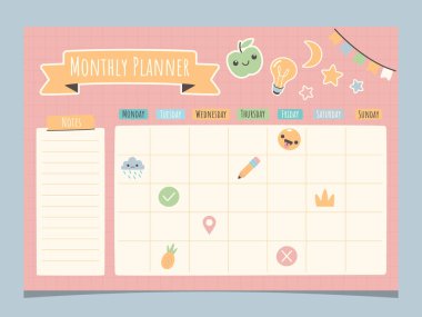 El çizimi aylık planlama şablonu