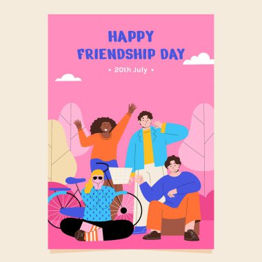 Elle çizilmiş arkadaşlık günü posteri