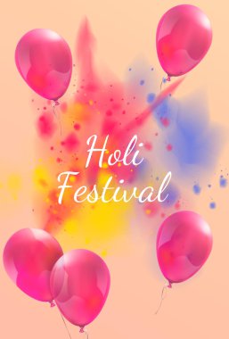 Gerçekçi Holi Festivali renkli dikey pankart şablonu