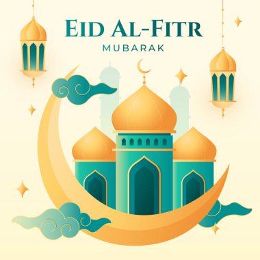 Kurban Bayramı gradyan karikatür kompozisyonu