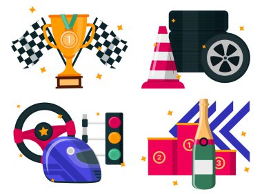 Araba yarışı unsurları düz dizayn edildi