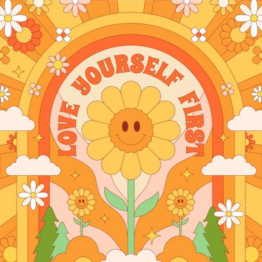 Gülümseyen bir ayçiçeğinin 