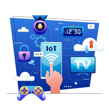 El çizimi çizgi film IoT mini kompozisyonu
