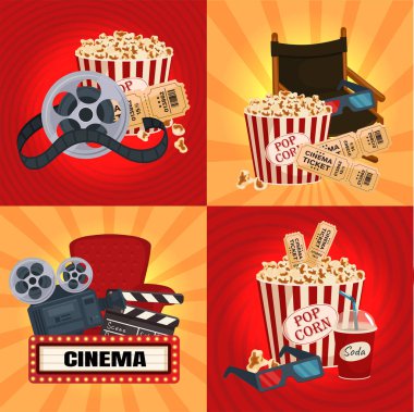 Sinema temalı çizimlerin kolajı