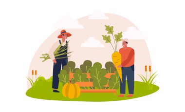 El çizimi düz meyve hasadı mini kompozisyonu