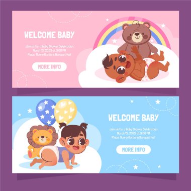 Sevimli bebekler Yatay Afiş