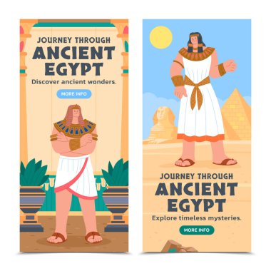 Düz Eski Mısır Dikey Sancak Seti