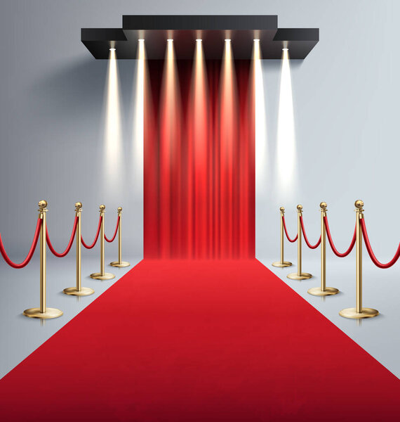 Red carpet Realistic Composition with Lights