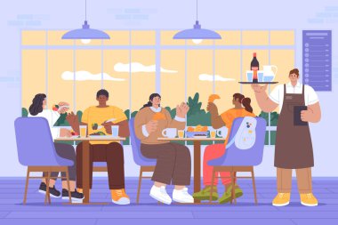 Restorandaki insanlar El Tarlası Düz Arkaplan