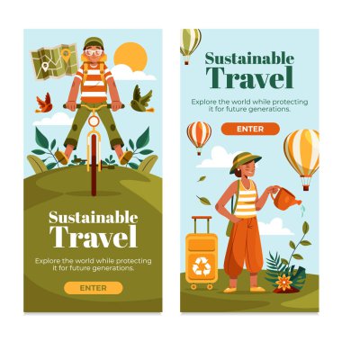 Sürdürülebilir Seyahat Elleri Düz Dikey Afiş Ayarları