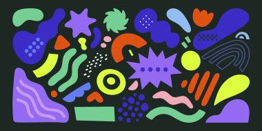 Retro Memphis Stili Doodle İllüstrasyonu