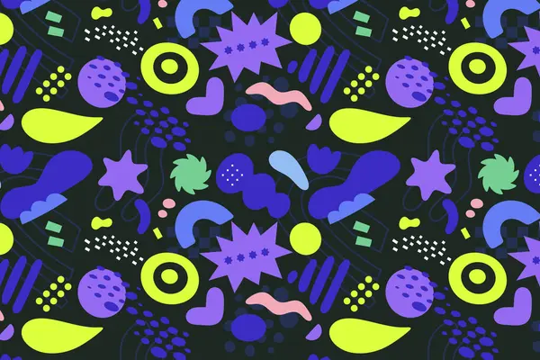 Retro Memphis Biçimli Doodle Deseni