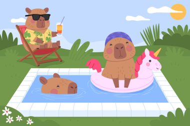 Şirin Düz Yaz Capybara Arkaplanı