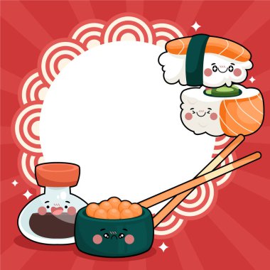 Düz Şirin Suşi kawaii Çerçevesi