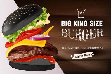 Modern Gerçekçi Smash Burger Çizimi