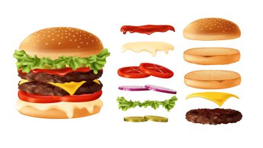 Modern Gerçekçi Köfte Hamburger İçindekiler Listesi