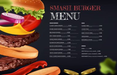 Modern Gerçekçi Ezme Burger Menüsü