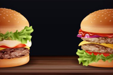 Modern Gerçekçi Smash Burgerleri Sunumu