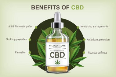 CBD yağ şişesi gerçekçi bilgi grafikleri