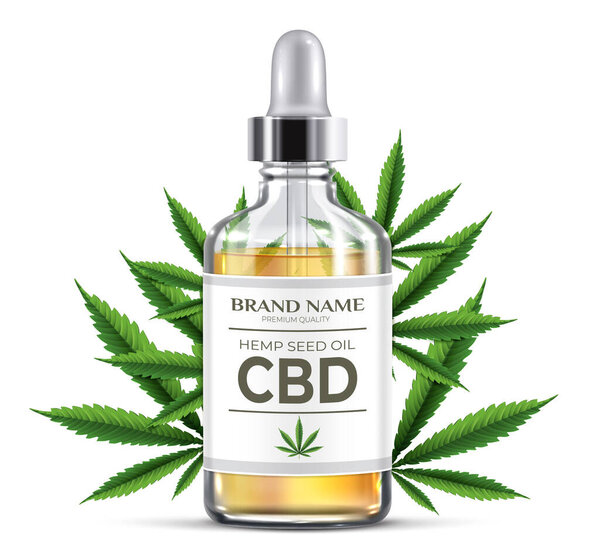 Реалистичный состав бутылки с маслом CBD