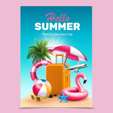 Gerçekçi Yaz Tatili Seyahat Posteri