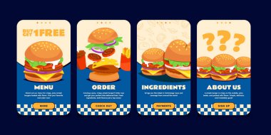 Modern Çizgi Film Ezici Burger Uygulaması
