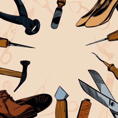 El Çizimi Geleneksel Ayakkabıcı Arkaplanı