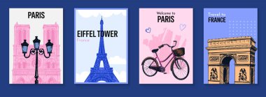 El çizimi Paris Dikey Kartlar Koleksiyonu