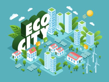 Eco City Isometric Orijinal Kompozisyon