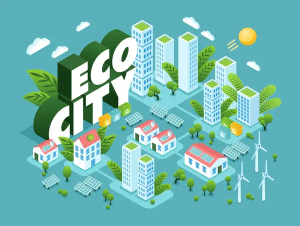Eco City Isometric Orijinal Kompozisyon