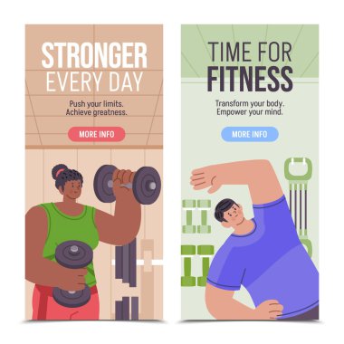 Spor salonundaki Zindelik Düz Dikey Afişler